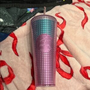 Starbucks 2021 Venti Cup Pink/Blue Iridescent Grid